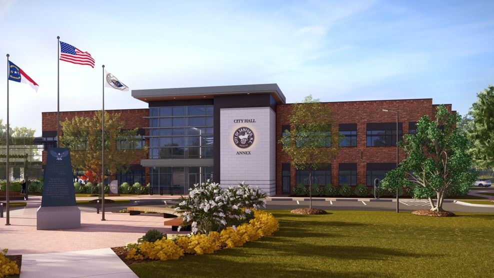 Rendering of Sanford Municipal Center Expansion Main Entrance